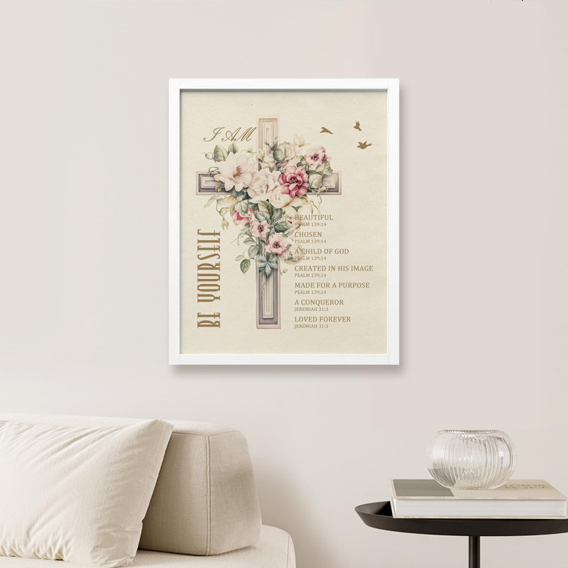 «Be Yourself Girl's Room» sur papier, Cadre blanc, H 16 po x l 12 po