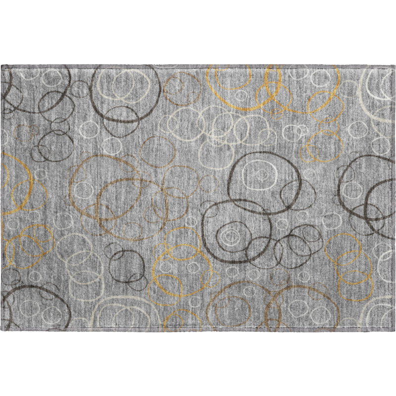 Premium Machine Washable Mayfield AMF2408 Bubbles Rug, Gray, 2'6" x 3'10"