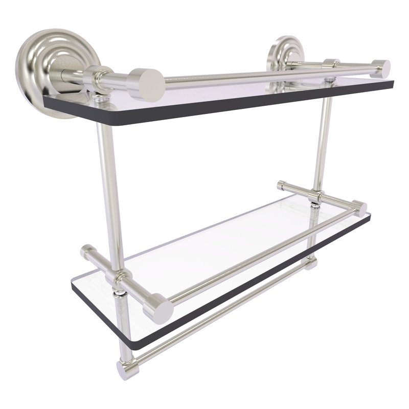 Étagère 2 pièces avec barre à serviettes leamore, Nickel satiné, H 12 po x l 22 po x P 5 po