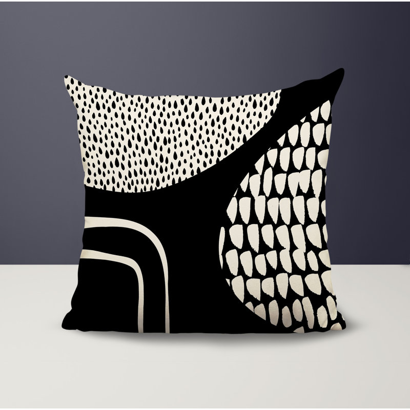 Coussin carré intérieur / extérieur pia, 19"H x 19"W, Noir/Blanc cassé