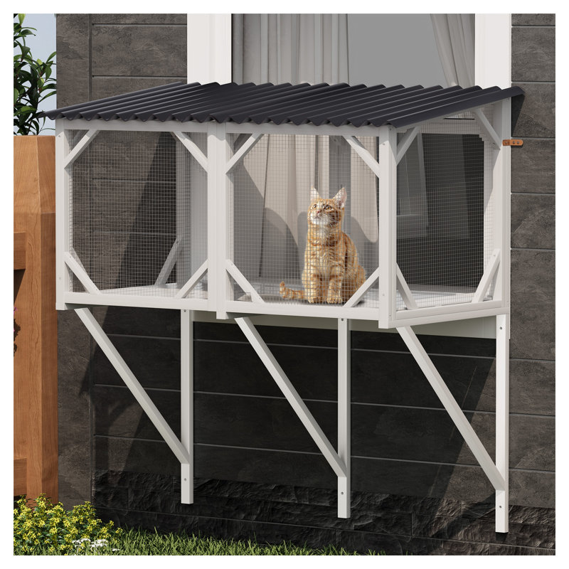 Boîte pour fenêtre d'extérieur pour chat Catio, Blanc