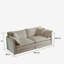 Canapé en chenille deux places avec repose-pieds, canapé modulaire en L avec repose-pieds 2 places, causeuse avec repose-pieds pour petit espace de vie, chenille beige