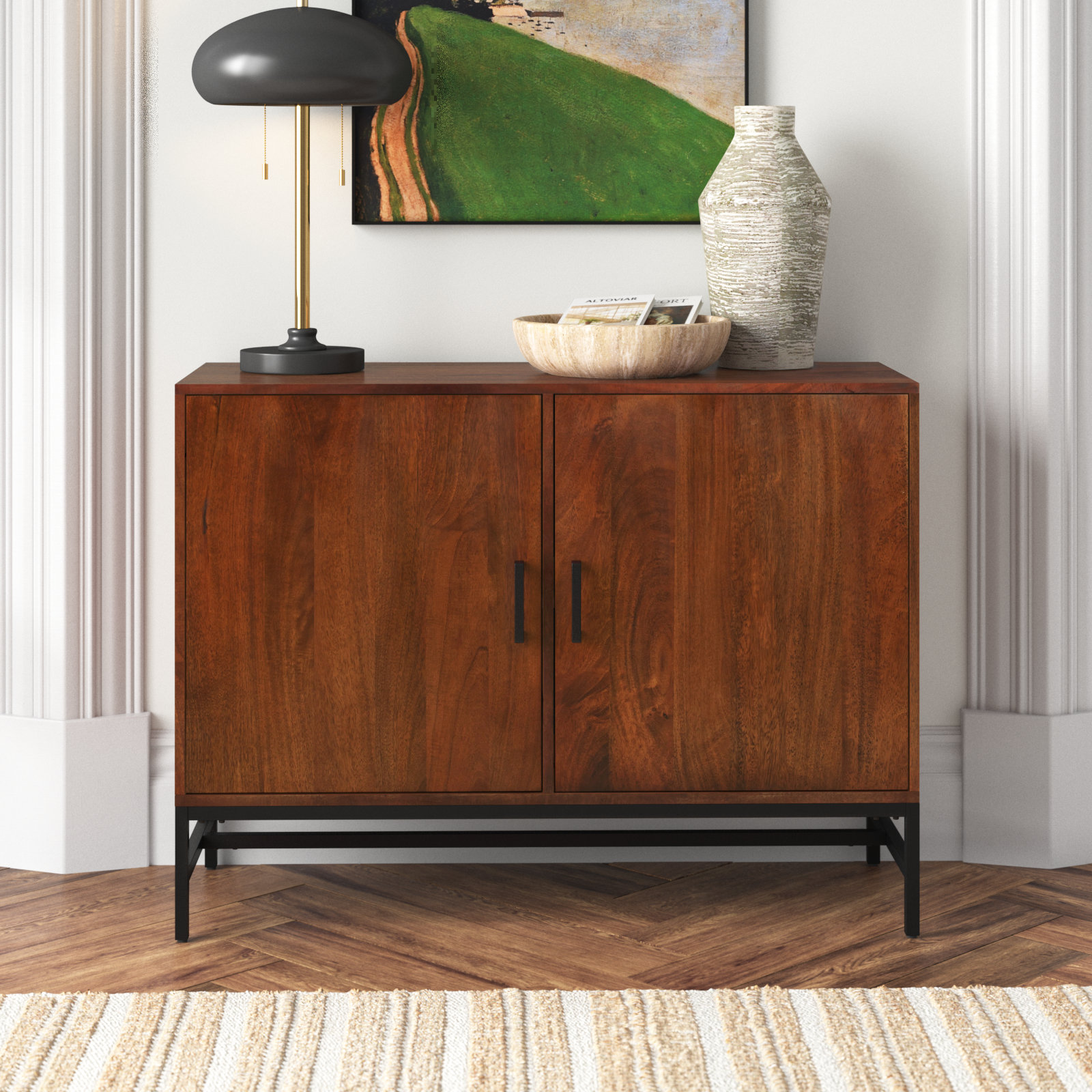 Soleil Mango Wood Accent Cabinet, Walnut