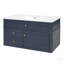 Meuble-lavabo mural avec 2 tiroirs, tiroir basculant et lavabo simple en céramique pour des solutions de rangement modernes