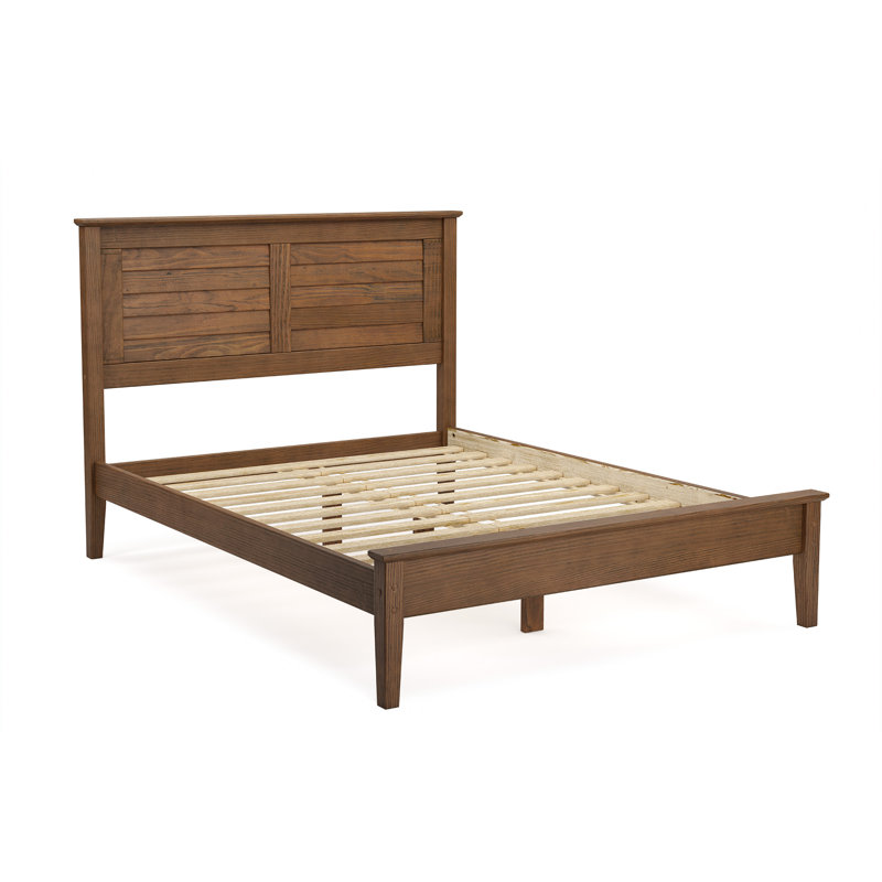 Greenport Solid Wood Louvered Bed, Full, Brushed Walnut
