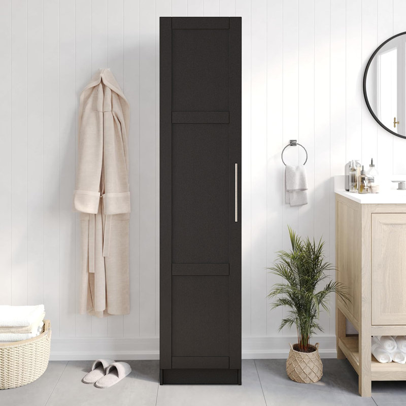 Helsie 15.76" W x 70.88" H Tall Narrow Storage Linen Cabinet , Black