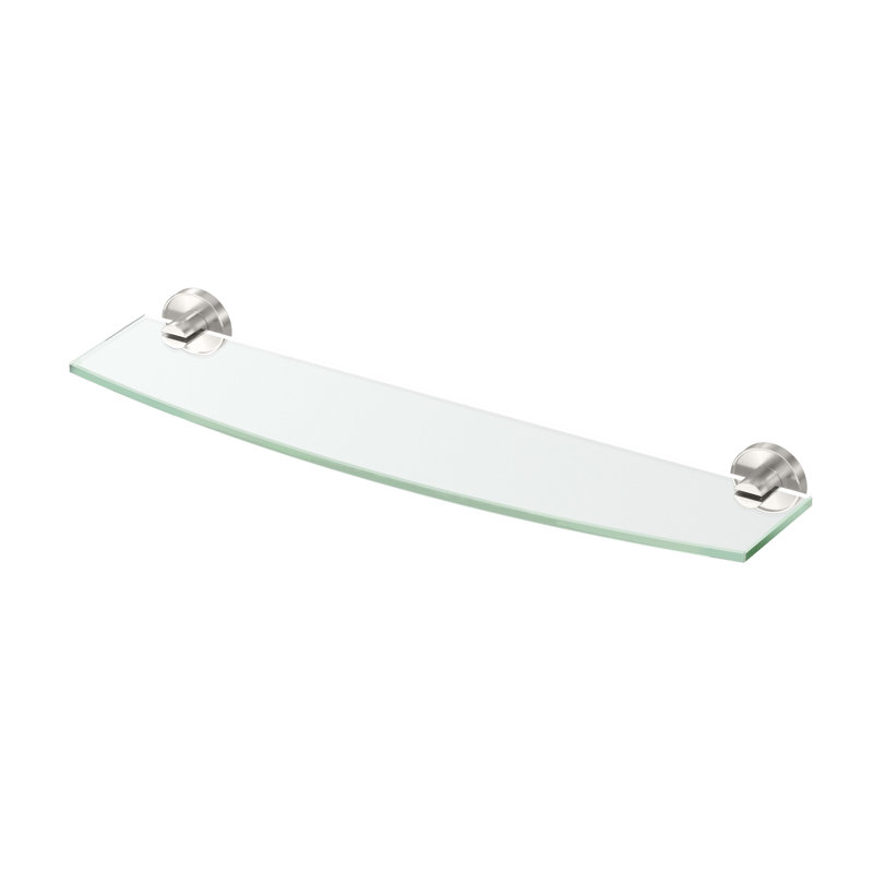 Sky Curved Glass Bracket Shelf, Satin Nickel