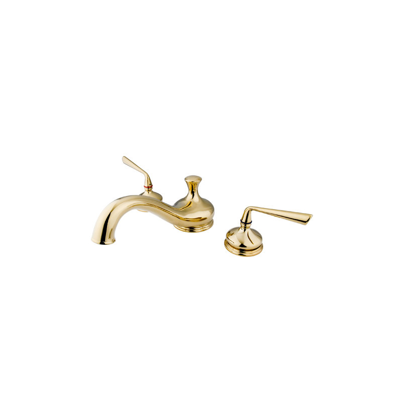 Copenhagen Double Handle Deck Mounted Roman Tub Faucet, Polished Brass