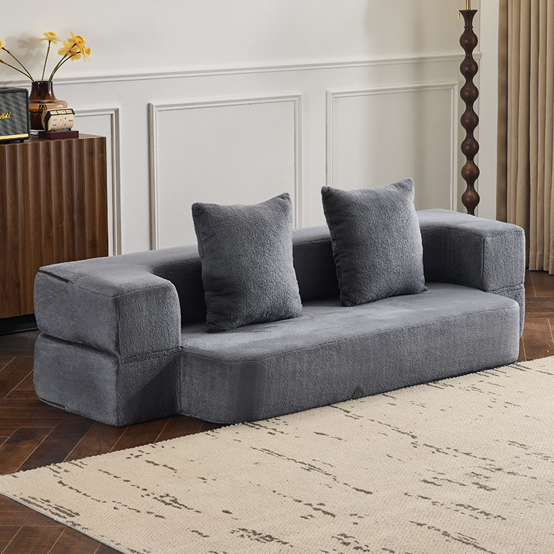 Multi-Functional Convertible Sectional Sofa with Fold-Out Bed & Ottoman Stools - Compact Chenille Couch for Small Spaces, Home Office, & Guest Rooms?