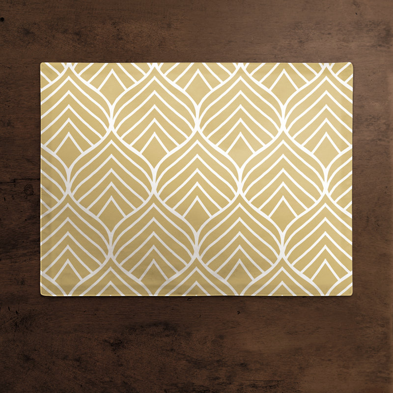 Labrina Polyester Geometric Rectangle Placemat, Yellow