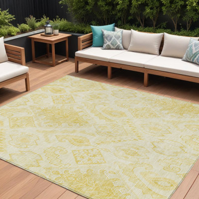 Tapis intérieur lavable marocain ivoire et beige doré 10 pi x 14 pi