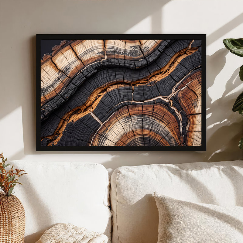 Art mural sur toile Charred Tree Rings, 12"H x 18"W