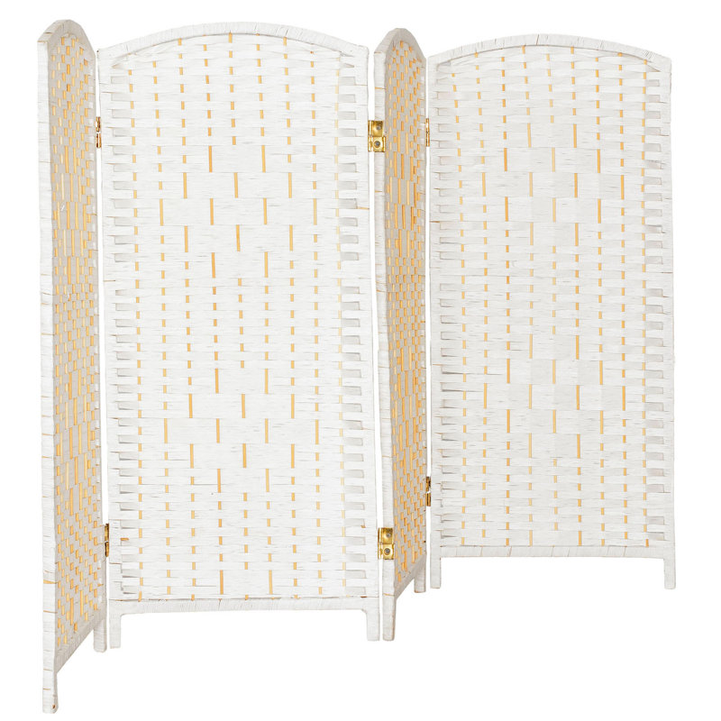 Paravent Short Diamond Weave, 4, 4 pi, Blanc