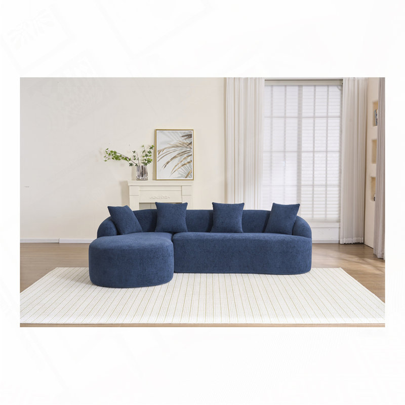 Boneless Compression Sofa, Navy Blue Chenille Duplicate
