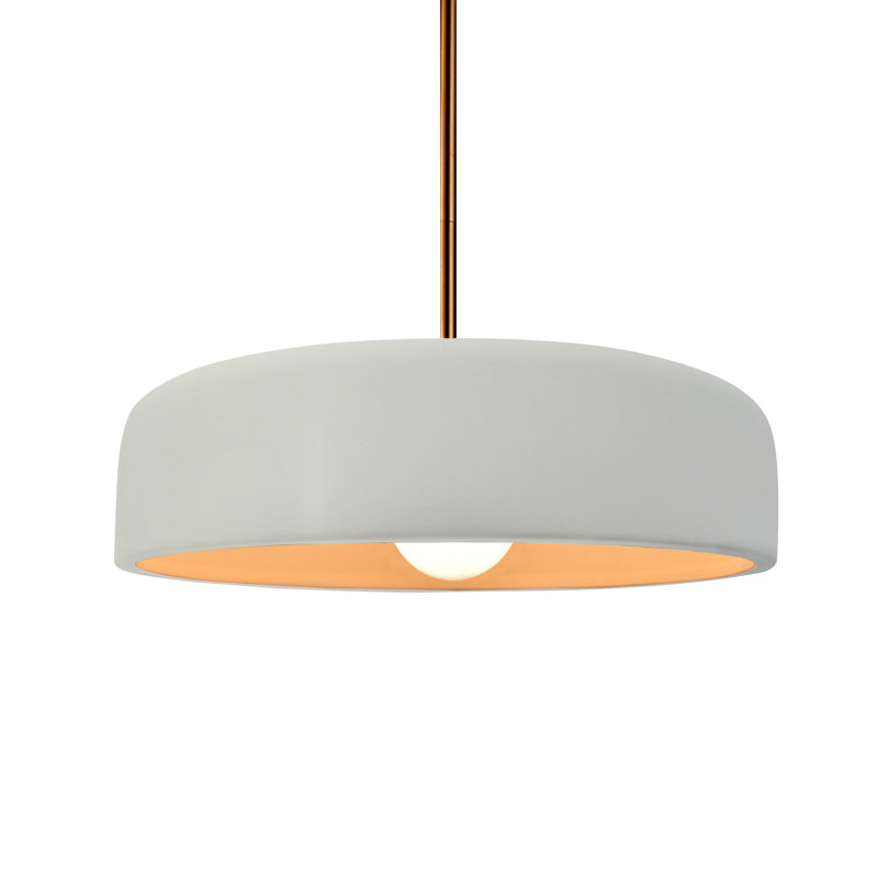 Radiance - luminaire suspendu 1 lumière Spire - blanc mat avec intérieur champagne doré - laiton brossé - l 13 po x H 4 po - DEL dédiée - tige rigide