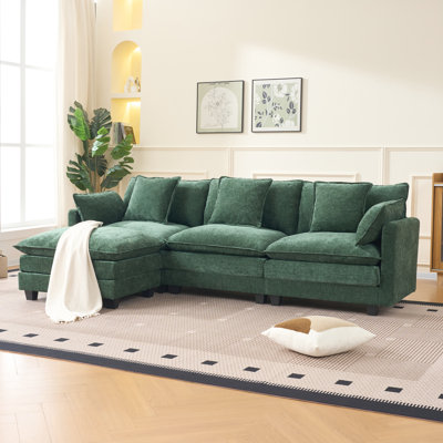 Rétro foncé pour appartement, revêtement en chenille, mobile, module de banc, adaptable au bureau 3 - siège avec rangement revêtu de chenille, conception en L, boulochage