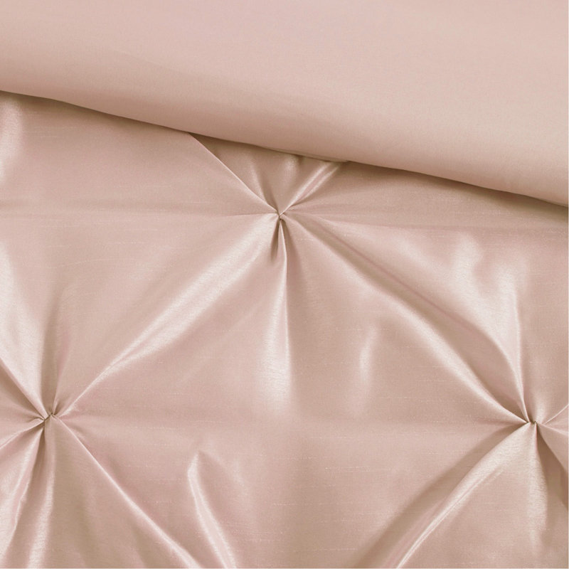 Ensemble d'édredon capitonné 7 pièces Blush King, Édredon de très grande taille et 6 pièces suppl, Chevron rosé
