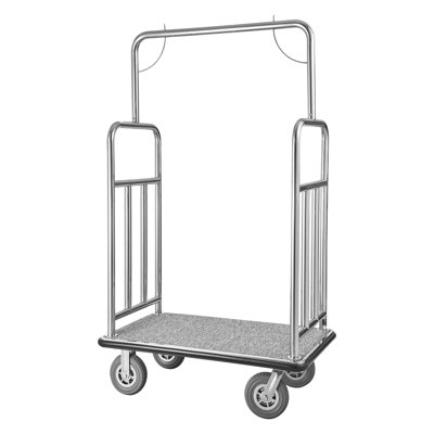 Hotel Luggage Cart 1200 LBS Brushed Stainless Steel Finish Bellman's Cart