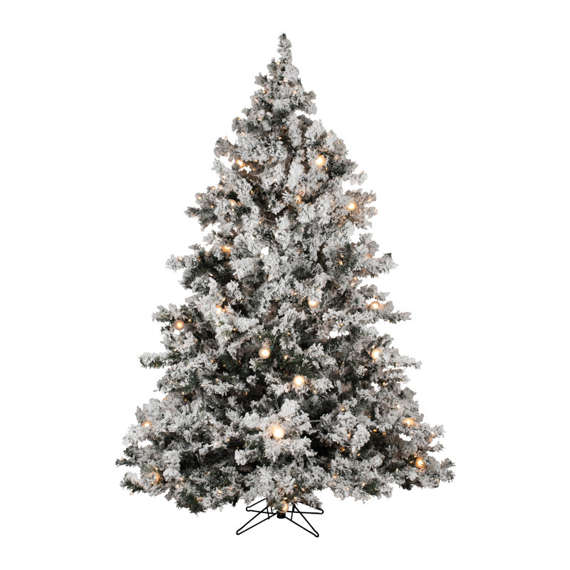 Alandis Vickerman Flocked Alaskan Artificial Christmas Tree, White Lights, 6.5" H