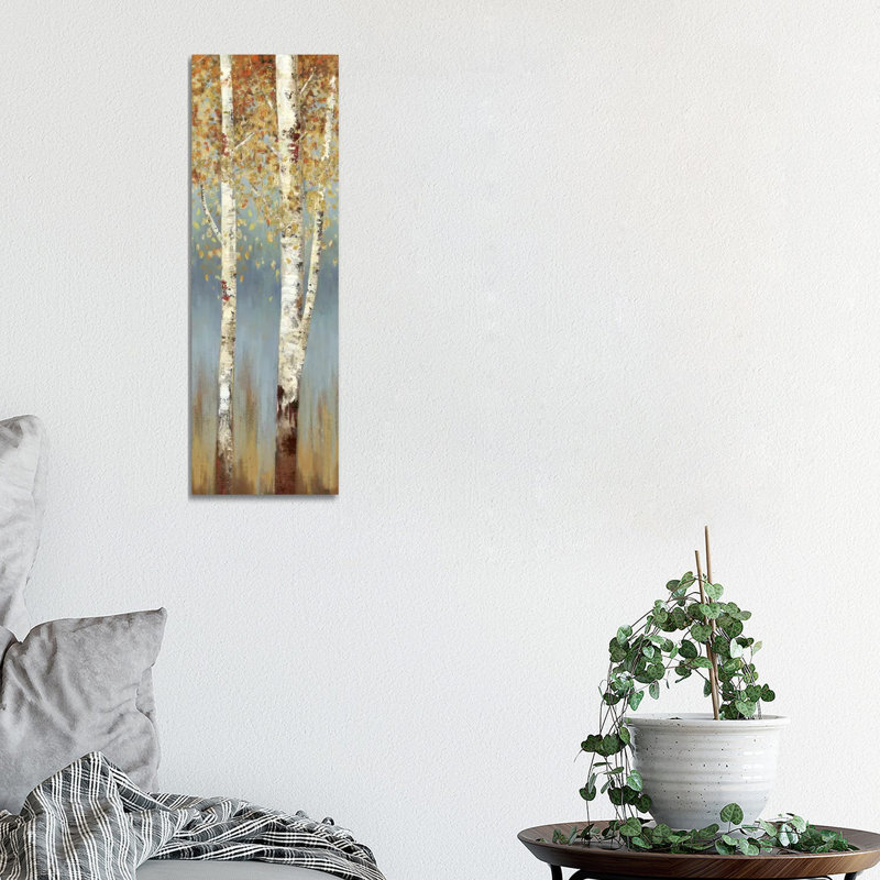 Butterscotch Birch Trees II by Allison Pearce - Panoramic Painting on Canvas, 30.48 cm H x 91.44 cm W x 1.91 cm D, No Frame