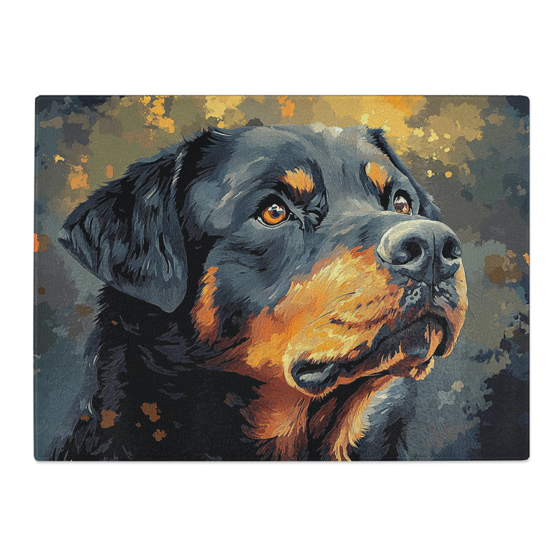 Rottweiler Design Dog  Glass Chopping Board