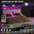 Bed Frame with 2-Tier Storage Headboard, Platform Bed with LED Lights and Charging Station, Underbed Storage Space-534777983-521524618