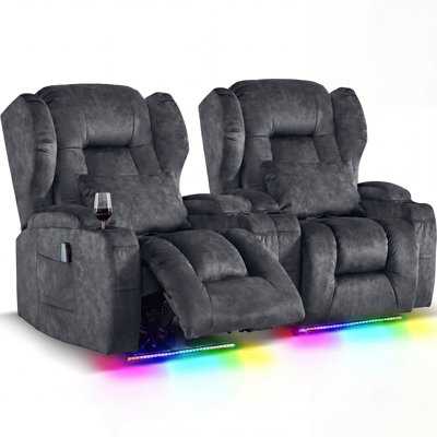 Fauteuil de cinéma inclinable électrique en cuir avec lumières DEL et porte-gobelets Irvin