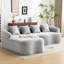 En forme de L gris modulaire avec méridienne incurvée, pleine compression, mousse haute, 4 sièges pour appartement, siège confortable plus profond et surélevé, coussins, conception à compression, espace de vie principal,