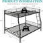 Structure de lit superposé double en métal robuste pour adultes, conception robuste et peu encombrante, aucun sommier tapissier nécessaire