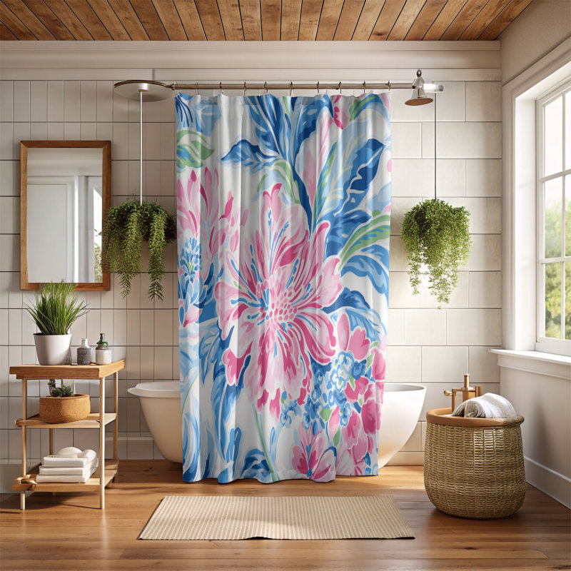 Rideau de douche standard 1 pièce, H 74 po x l 71 po, Rideau Valenki