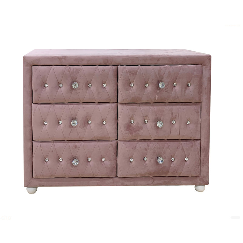 Commode en tissu rose