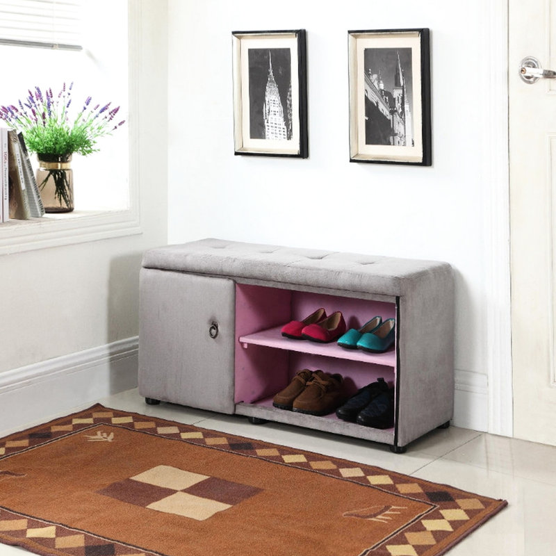 Rangement à chaussures de 18 po avec compartiment magnifique argent et gris, décor