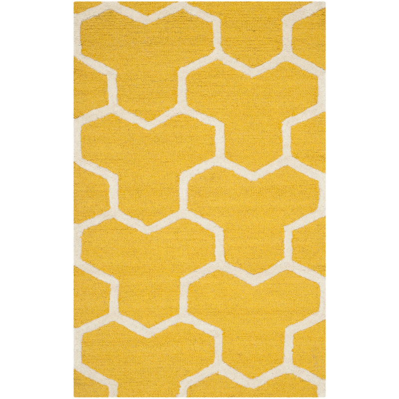 Tapis doré / ivoire Ruben, Rectangle de 5 pi x 8 pi