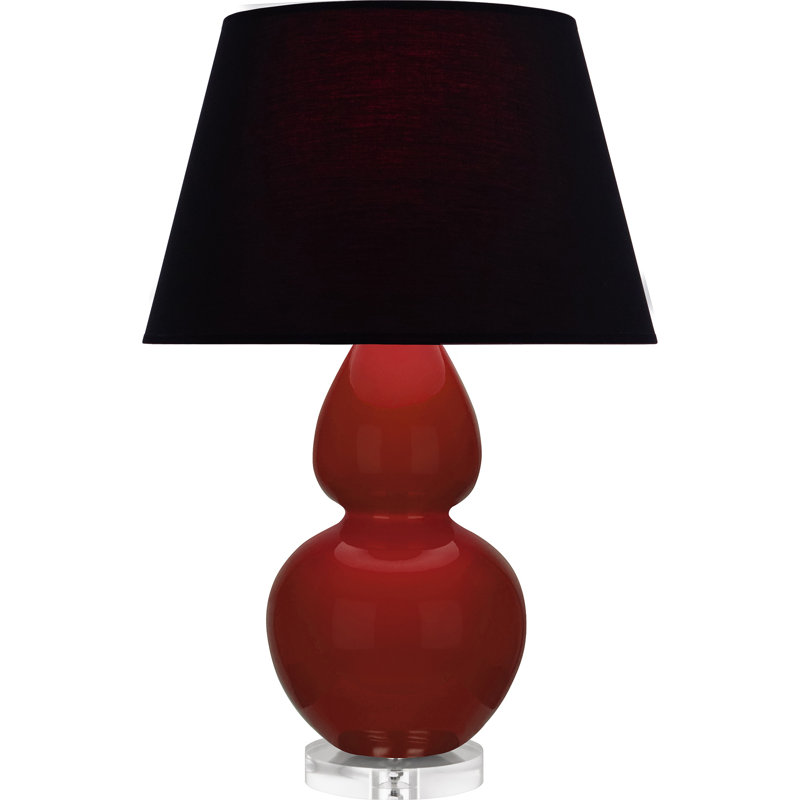 Table Lamp, Ink Black with Rose Red Lining, Oxblood Glazed/Silver