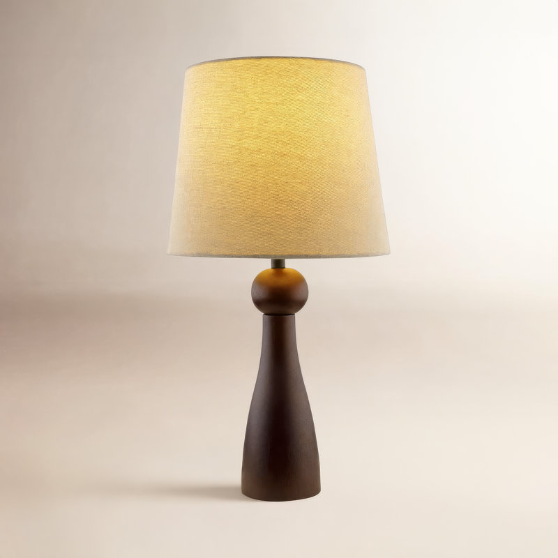 Amrita Reyer Solid Wood Table Lamp, Brown