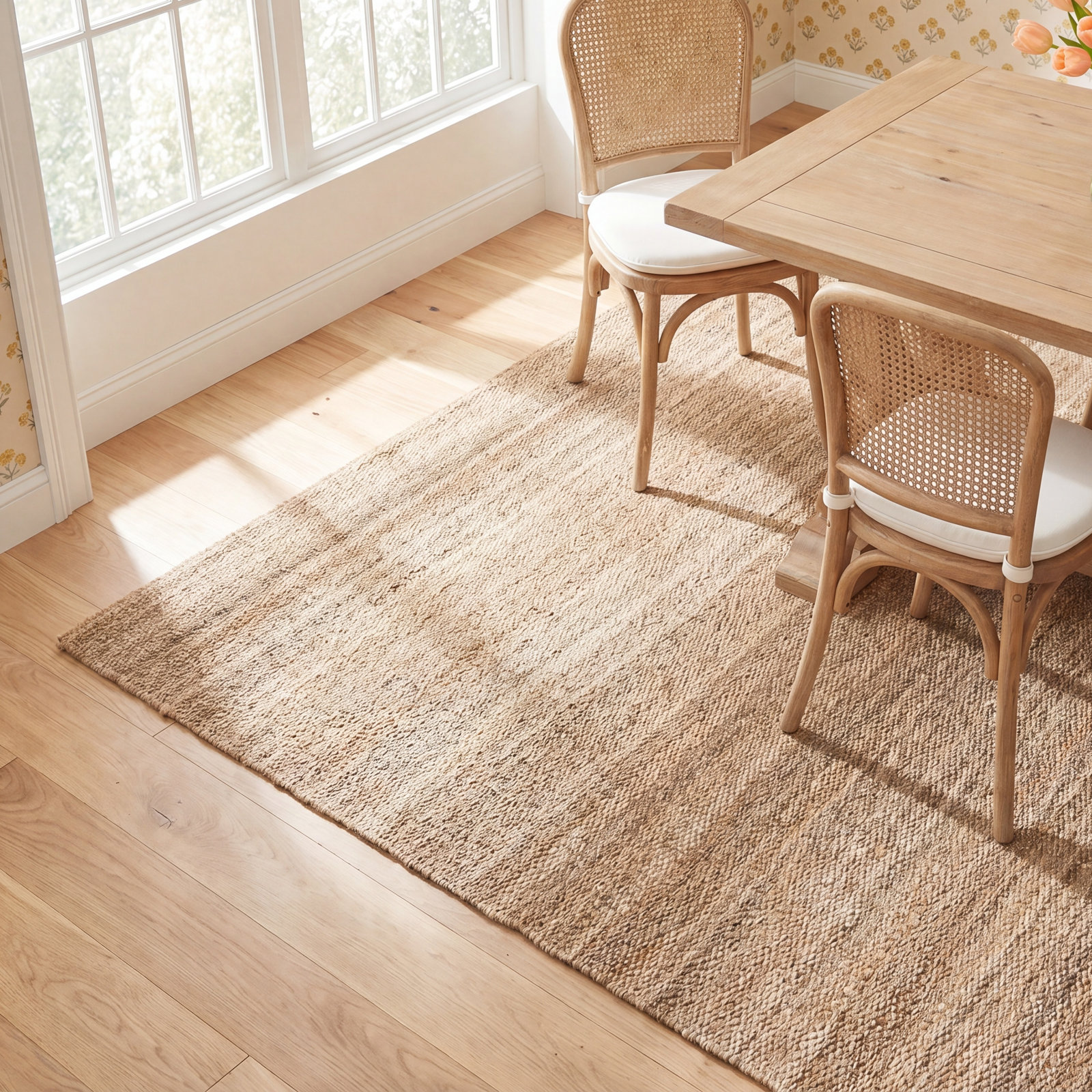 Kyra Tan Hand-Woven Jute Rug, Rectangle 7'10" x 9'10"