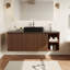 Ensemble de meuble-lavabo flottant simple 48 po avec lavabo, meuble-lavabo mural avec vasque en pierre frittée noire, vasque en céramique, tablettes ouvertes et armoire-610633038-626462343