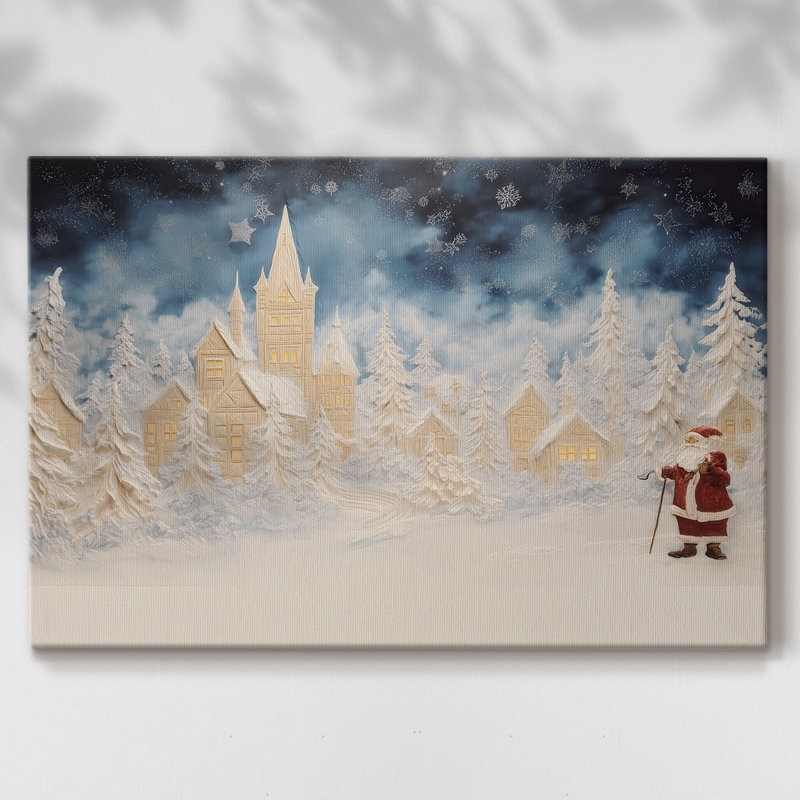 Bonhomme de neige enneigé - Toile tendue avec châssis de qualité supérieure, H 24 po x l 36 po