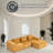 Modular Modern Velvet Fabric Sofa With Footpads-1210375565