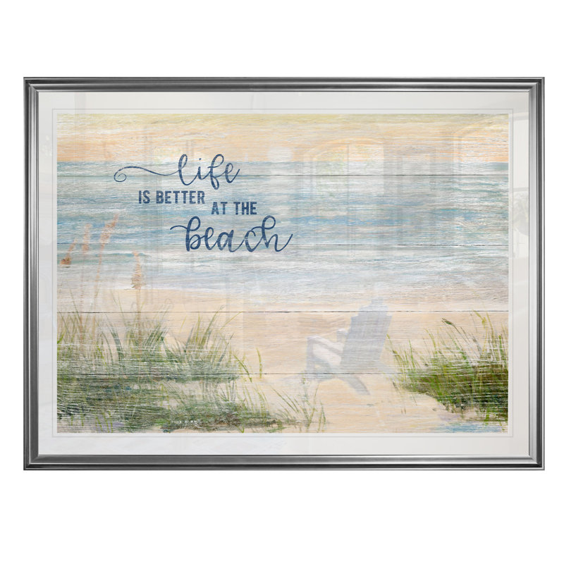 « life is meilleur à la plage », impression, H 20 po x l 24 po x P 1,5 po, Cadre argenté