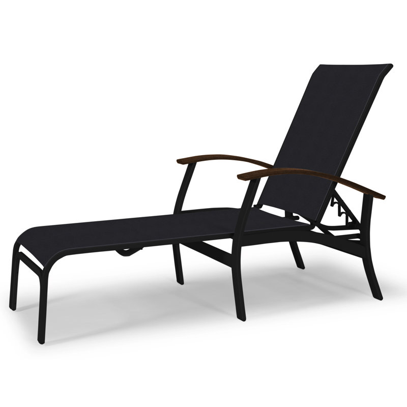 Askar Outdoor Rust-Resistant Metal Chaise Lounge, Textured Desert, Black 5D Sunbrella®, Kona P10