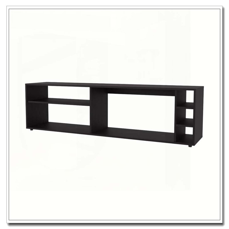 Wengue TV Stand for 70" Screen with Open Storage and Melamine Finish, Wenge