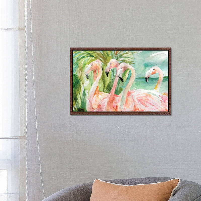 Pink Ladies by Carol Robinson - Painting on Canvas, 66.04 cm H x 45.72 cm W, Classic Brown Wood Framed
