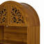 Meuble de rangement décoratif autoportant, bibliothèque ouverte de 168 cm de haut, en bois sculpté à arcs vintage, avec étagères ouvertes.