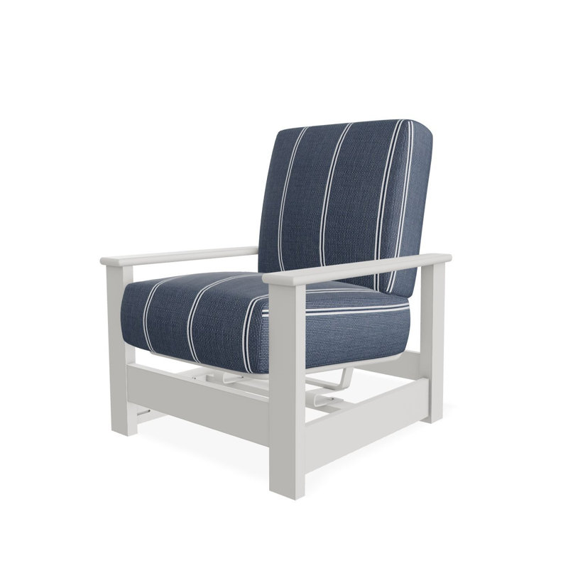 Leeward Marine Grade Polymer Deep Seating Cushion Arm Chair with Hidden Motion, Gray, Black/White