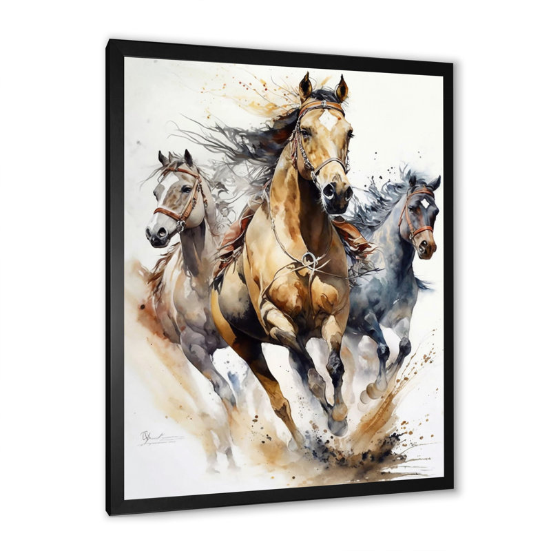 Troupeau de chevaux II, Cadre photo noir, H 40 po x l 30 po