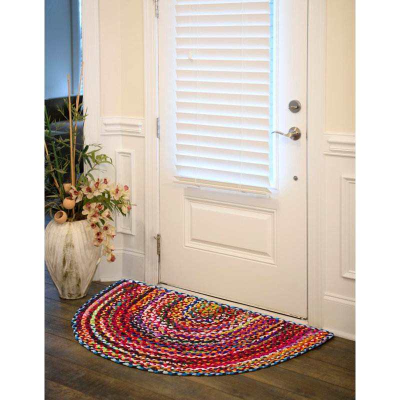 Hand Braided Cotton Southwestern Indoor Rug, Rectangle 3' x 6'