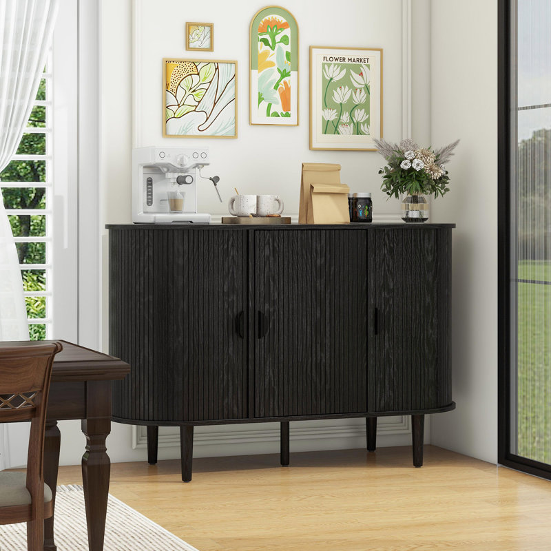 Buffet, grand rangement d'appoint, buffet pour le salon, vestibule, Noir