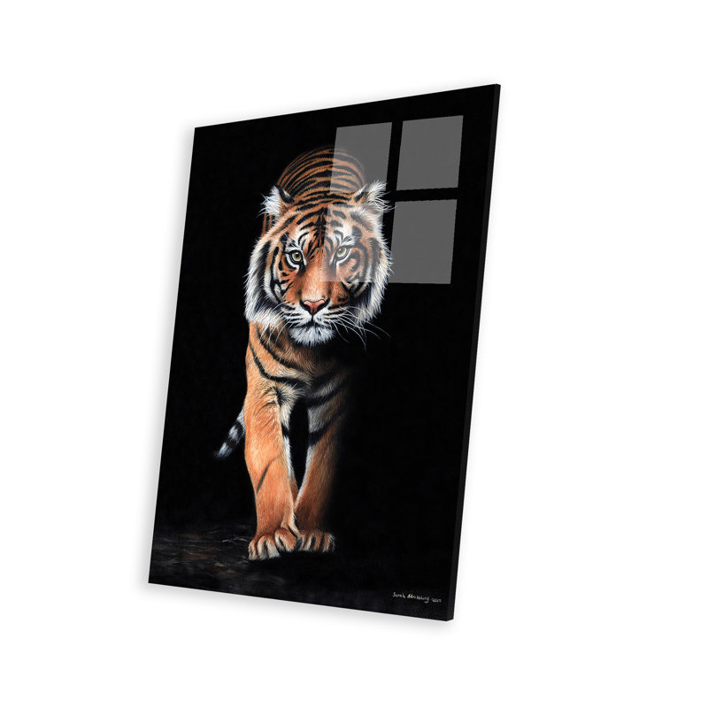 Tigre imprimé noir sur verre acrylique