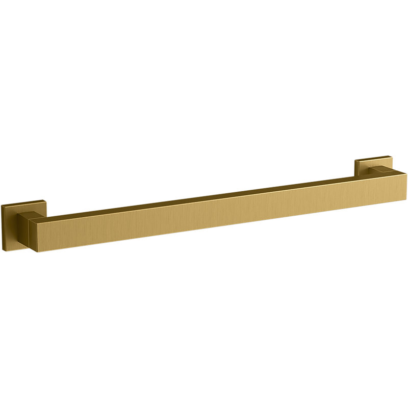 Square Metal Grab Bar for Shower, Bathroom Safety Grab Bar, Tub Rail, 18" W, Vibrant Brushed Moderne Brass